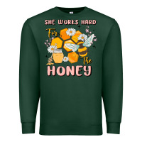 Sports Green she works hard for the honey Premium Sweatshirt - MaliasSmallBusiness