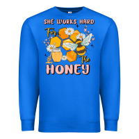 True Royal she works hard for the honey Premium Sweatshirt - MaliasSmallBusiness