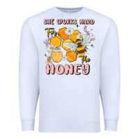 White she works hard for the honey Premium Sweatshirt - MaliasSmallBusiness