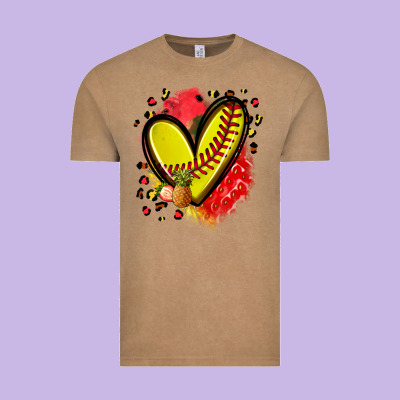 Fruits And Softball Heart Vintage Tee Designed By Zillion Design Studio