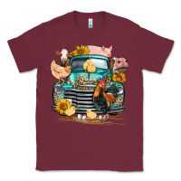 Burgundy farm truck farm animals Classic Tee - FaDigitalArtStudio