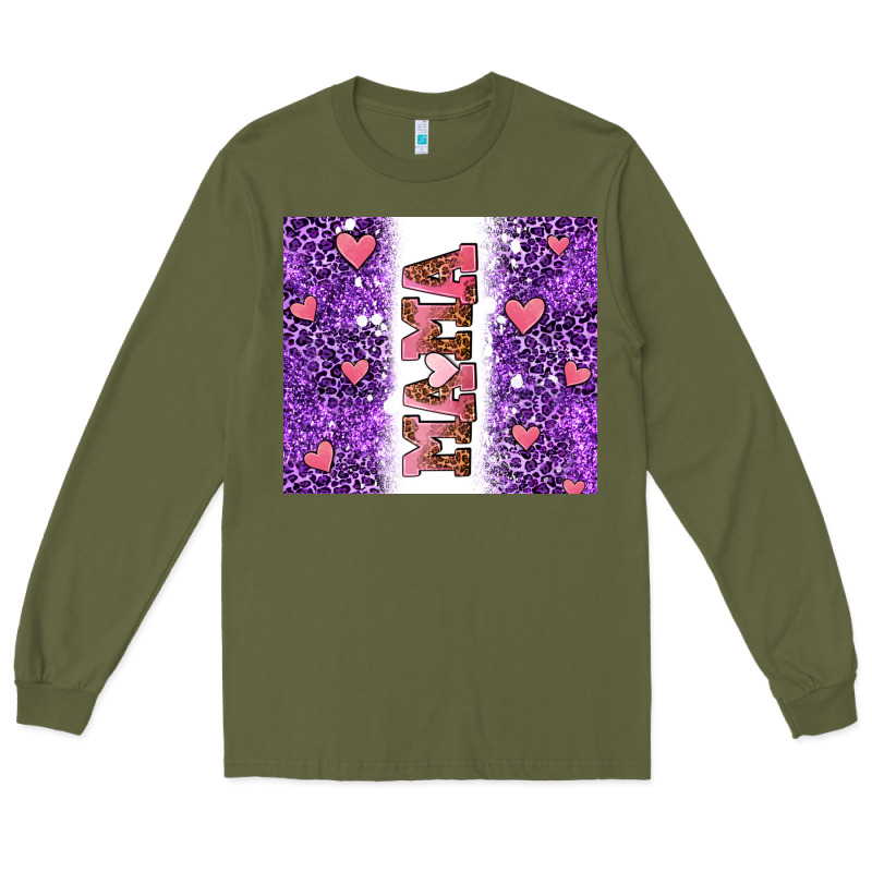 Purple Leopard Pink Mama Hearts Long Sleeve Tee by AdoDesignShop | Teevron