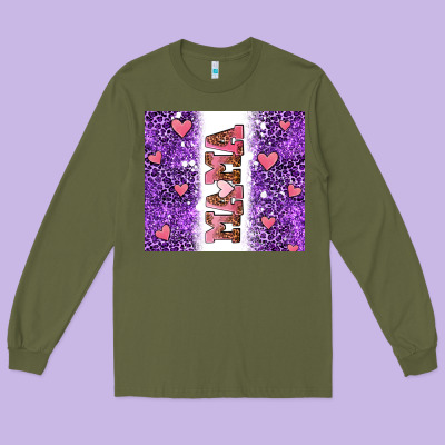 Purple Leopard Pink Mama Hearts Long Sleeve Tee Designed By Adodesignshop