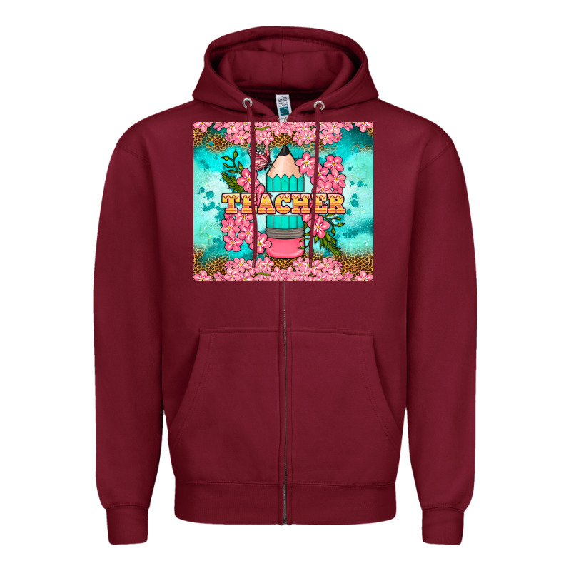 Teacher Floral Pencil Tumbler Zipper Hoodie by BundleAndBundleShop | Teevron
