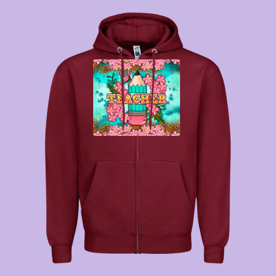Teacher Floral Pencil Tumbler Zipper Hoodie Designed By Bundleandbundleshop