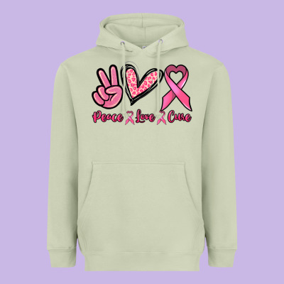 Peace Love Cure Heavyweight Hoodie Designed By Nancycooperartshop
