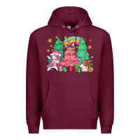 Burgundy Unicorn Christmas trees Premium Hoodie - NancyCooperArtShop