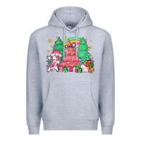 Heather Grey Unicorn Christmas trees Premium Hoodie - NancyCooperArtShop