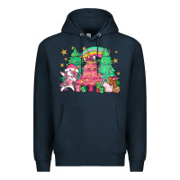 Navy Unicorn Christmas trees Premium Hoodie - NancyCooperArtShop