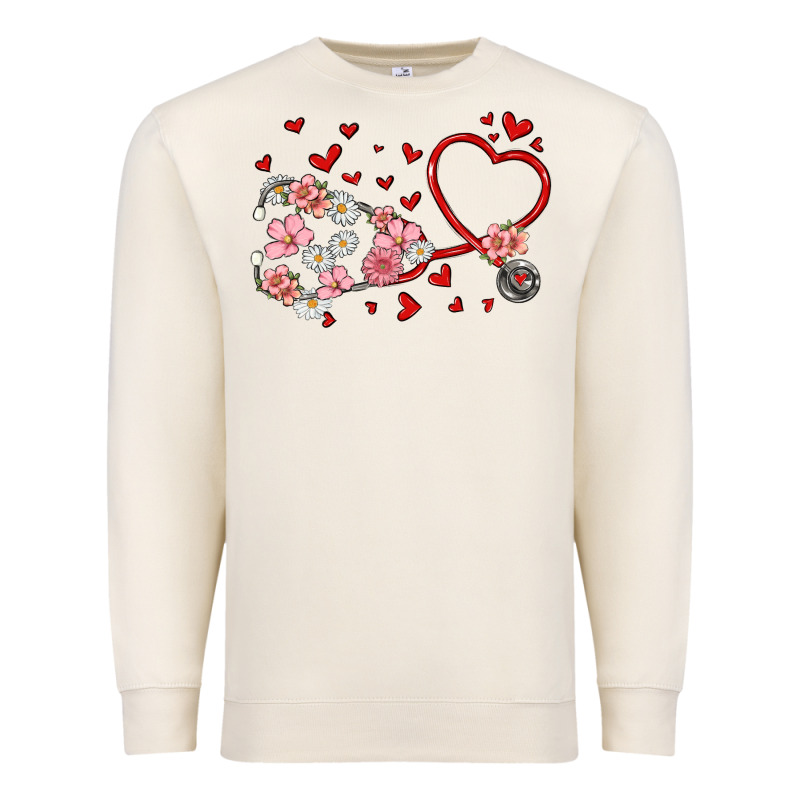 Valentine's Day Stethoscope Premium Sweatshirt by MaliasSmallBusiness | Teevron