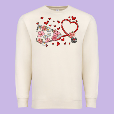 Valentine's Day Stethoscope Premium Sweatshirt Designed By Maliassmallbusiness