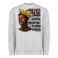 Heather Grey afro man god says you are Heavyweight Sweatshirt - texasbilliewilder