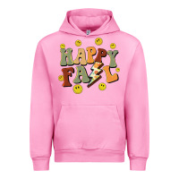 Fuchsia Pink happy fall smiley face Urban Hoodie - BarkalooDesign