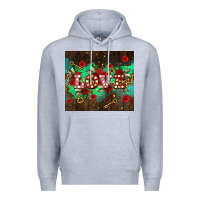 Heather Grey love  and leopard with keys Premium Hoodie - AdoDesignShop