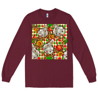 Burgundy christmas leopard duck Long Sleeve Tee - FaDigitalArtStudio