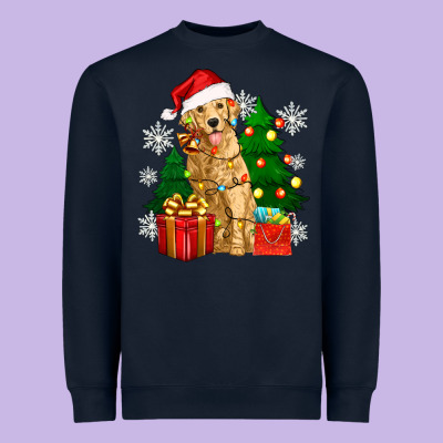 Christmas Golden Dog Heavyweight Sweatshirt Designed By Zillion Design Studio