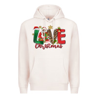 Pale Pink love christmas black santa Premium Hoodie - MaliasSmallBusiness