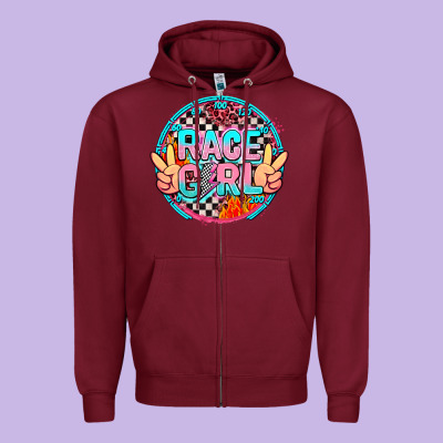 Race Girl With Leopard And Peace Hand Zipper Hoodie Designed By Adodesignshop