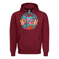 Burgundy race girl with leopard and peace hand Zipper Hoodie - AdoDesignShop