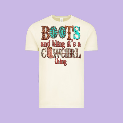 Boots And Bling Its A Cowgirl Thing Vintage Tee Designed By Texasbilliewilder
