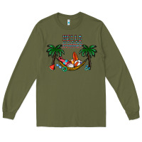 Army Green hello summer Long Sleeve Tee - CowhideDigitalArt