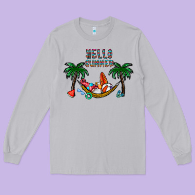 Hello Summer Long Sleeve Tee Designed By Cowhidedigitalart