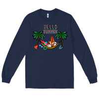 Navy hello summer Long Sleeve Tee - CowhideDigitalArt