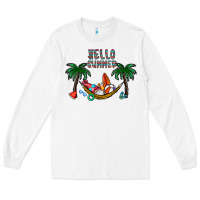 White hello summer Long Sleeve Tee - CowhideDigitalArt
