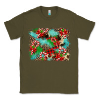 Army Green Christmas Plaid Turquoise Glitter Cowhide Classic Tee - FaDigitalArtStudio