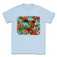 Dusty Blue Christmas Plaid Turquoise Glitter Cowhide Classic Tee - FaDigitalArtStudio