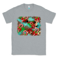 Heather Grey Christmas Plaid Turquoise Glitter Cowhide Classic Tee - FaDigitalArtStudio