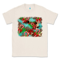 Natural Christmas Plaid Turquoise Glitter Cowhide Classic Tee - FaDigitalArtStudio