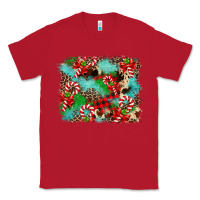 Red Christmas Plaid Turquoise Glitter Cowhide Classic Tee - FaDigitalArtStudio