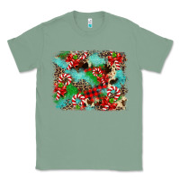 Sage Christmas Plaid Turquoise Glitter Cowhide Classic Tee - FaDigitalArtStudio