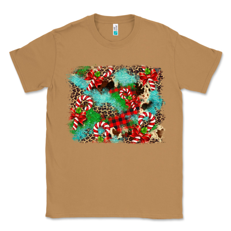 Christmas Plaid Turquoise Glitter Cowhide Classic Tee by FaDigitalArtStudio | Teevron