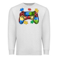 Oatmeal Heather autism awareness video game controller Premium Sweatshirt - MaliasSmallBusiness