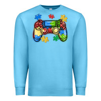 Ocean Blue autism awareness video game controller Premium Sweatshirt - MaliasSmallBusiness
