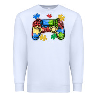 White autism awareness video game controller Premium Sweatshirt - MaliasSmallBusiness