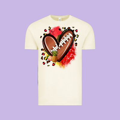 Fruits And Football Heart Vintage Tee Designed By Zillion Design Studio