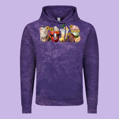 Vintage Hoodie farm animals coffee cups