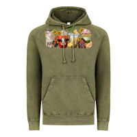 Vintage Olive farm animals coffee cups Vintage Hoodie - texasbilliewilder