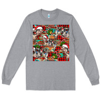 Heather Grey christmas pig  aztec Long Sleeve Tee - FaDigitalArtStudio