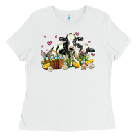 White easter cows with chicks Ladies Tee - AdoDesignShop