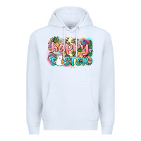 White Happy Easter Premium Hoodie - NancyCooperArtShop