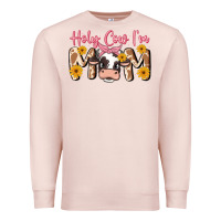 Pale Pink holy cow i'm mom Premium Sweatshirt - MaliasSmallBusiness