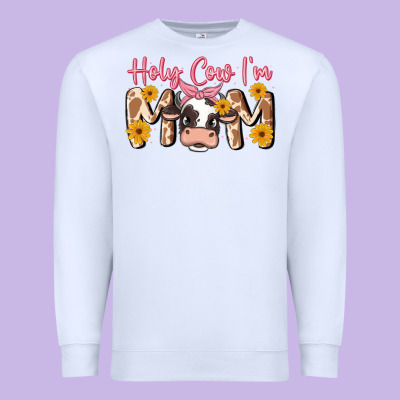 Holy Cow I'm Mom Premium Sweatshirt Designed By Maliassmallbusiness