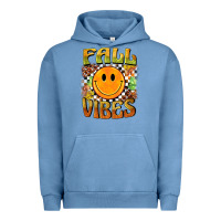 Pigment Pebble Blue fall vibes smiley face Urban Hoodie - BarkalooDesign