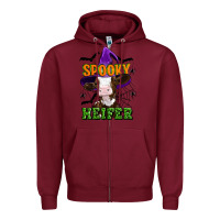 Burgundy Spooky heifer halloween Zipper Hoodie - Artiststas