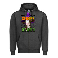 Charcoal Heather Spooky heifer halloween Zipper Hoodie - Artiststas
