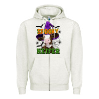 Oatmeal Heather Spooky heifer halloween Zipper Hoodie - Artiststas